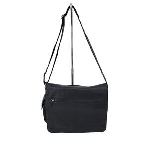 Fossil Black Leather Large Adjustable Strap Laptop Messenger Bag